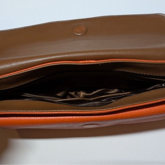 DKNY Soft Leather Bag Orange Chain Strap Crossbody/Shoulder Purse - Picture 8 of 15